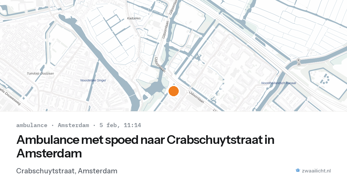 Ambulance met spoed naar Crabschuytstraat in Amsterdam — 5 feb 2026
