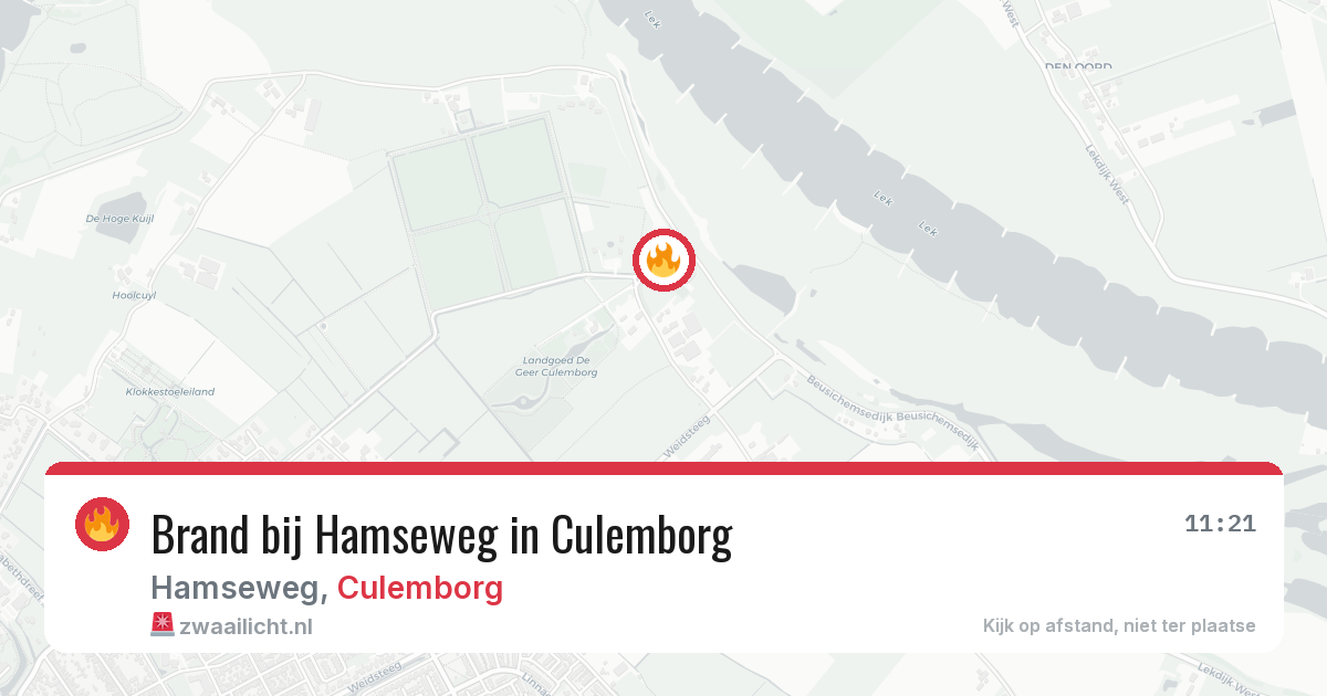 Brand bij Hamseweg in Culemborg — 11 aug 2026
