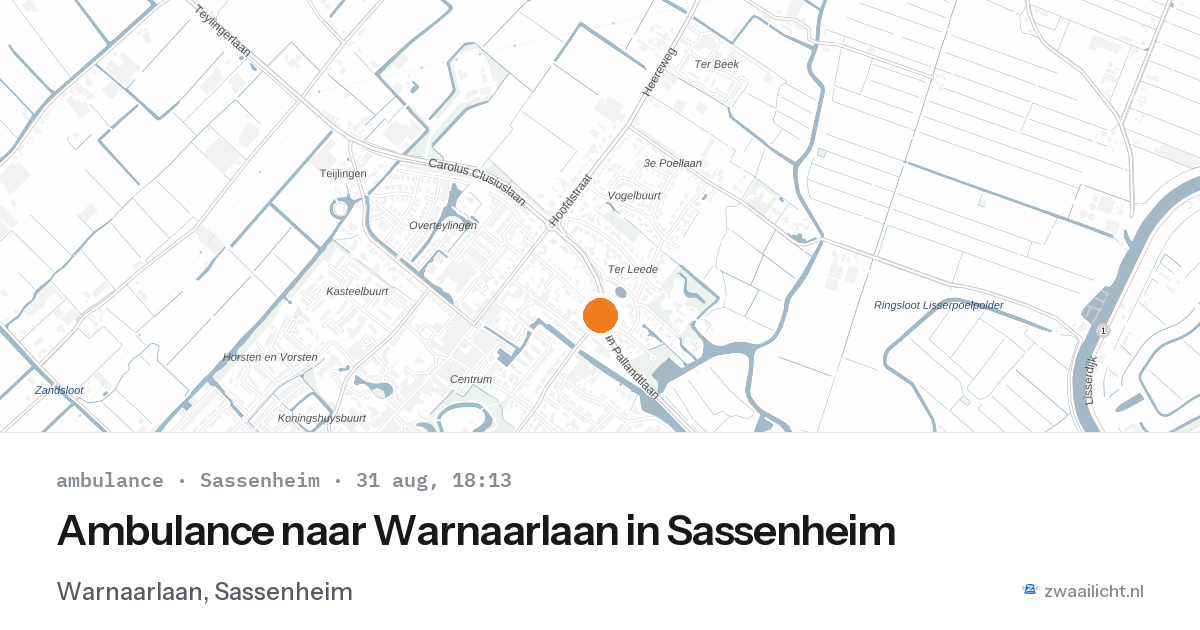 Ambulance naar Warnaarlaan in Sassenheim — 31 aug 2026