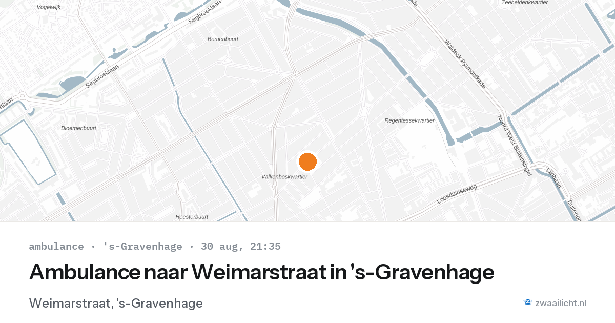 Ambulance naar Weimarstraat in 's-Gravenhage — 30 aug 2026