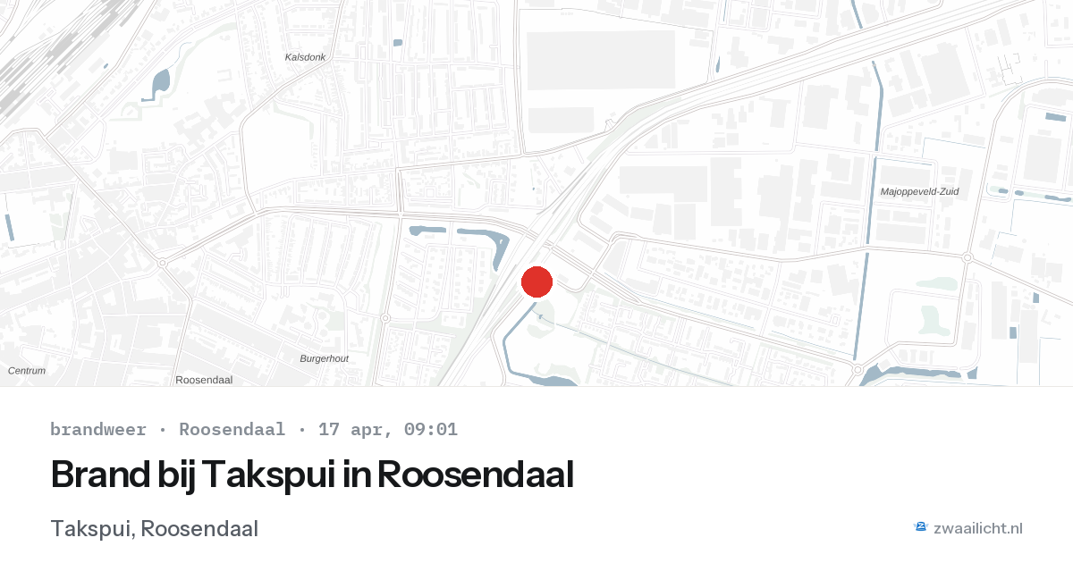 Brand bij Takspui in Roosendaal — 17 apr 2026