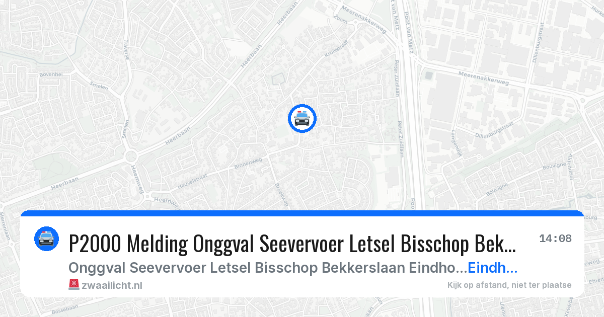 P2000 Melding Onggval Seevervoer Letsel Bisschop Bekkerslaan Eindhoven, Eindhoven — 20 mrt 2026