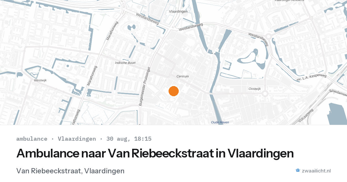 Ambulance naar Van Riebeeckstraat in Vlaardingen — 30 aug 2026