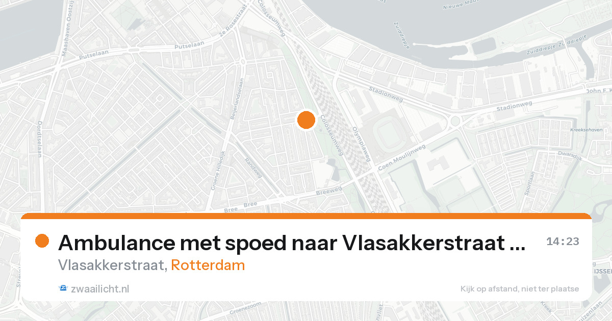Ambulance met spoed naar Vlasakkerstraat in Rotterdam — 23 aug 2026