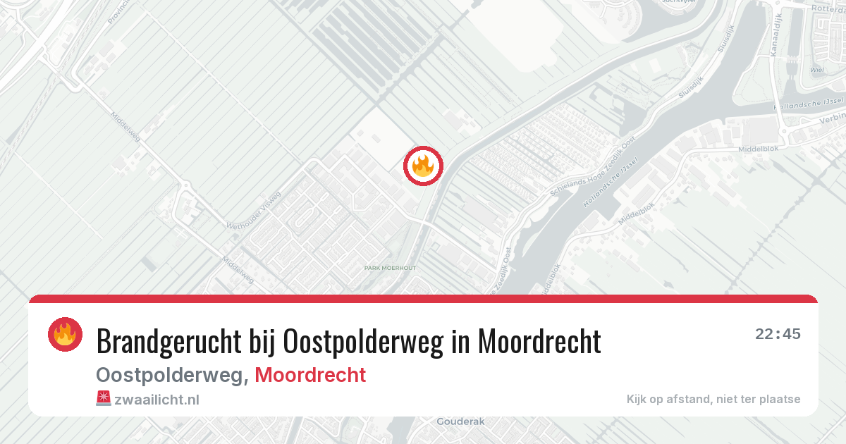 Brandgerucht bij Oostpolderweg in Moordrecht — 30 jun 2026