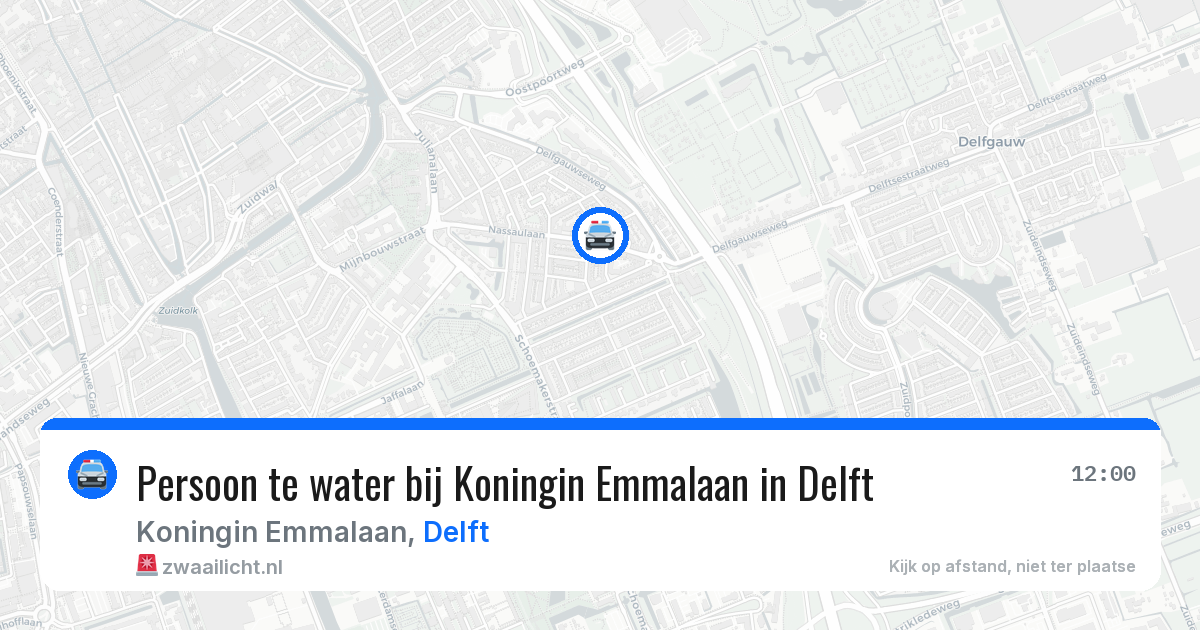 Persoon te water bij Koningin Emmalaan in Delft — 22 mrt 2026