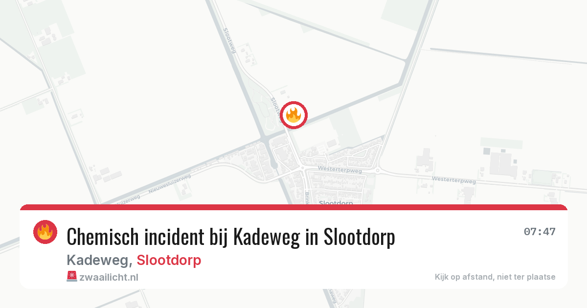 Chemisch incident bij Kadeweg in Slootdorp — 16 mei 2026