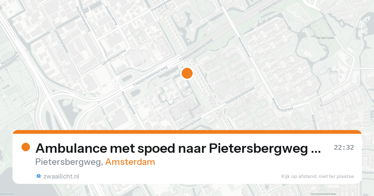 Ambulance met spoed naar Pietersbergweg in Amsterdam — 16 aug 2026