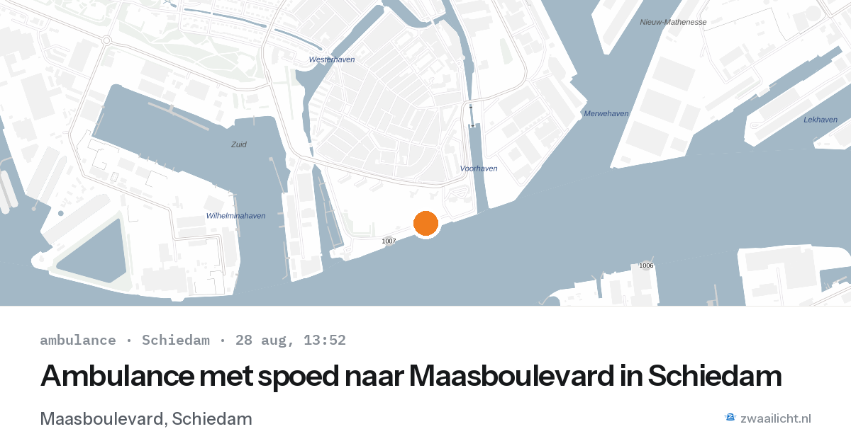 Ambulance met spoed naar Maasboulevard in Schiedam — 28 aug 2026