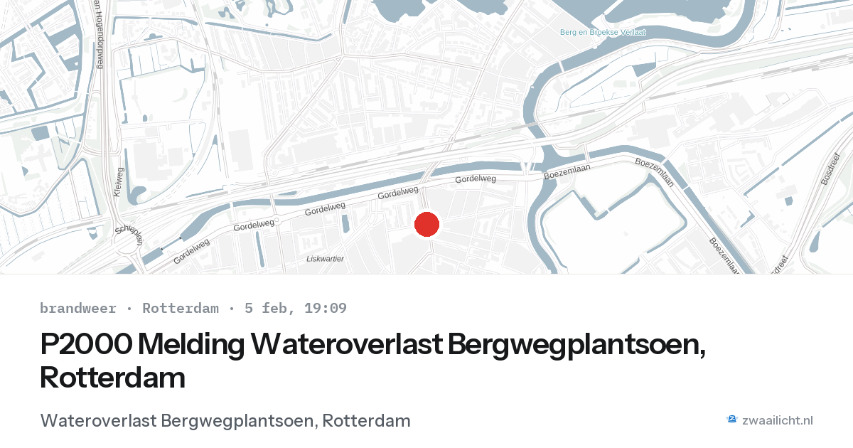 P2000 Melding Wateroverlast Bergwegplantsoen, Rotterdam — 5 feb 2026