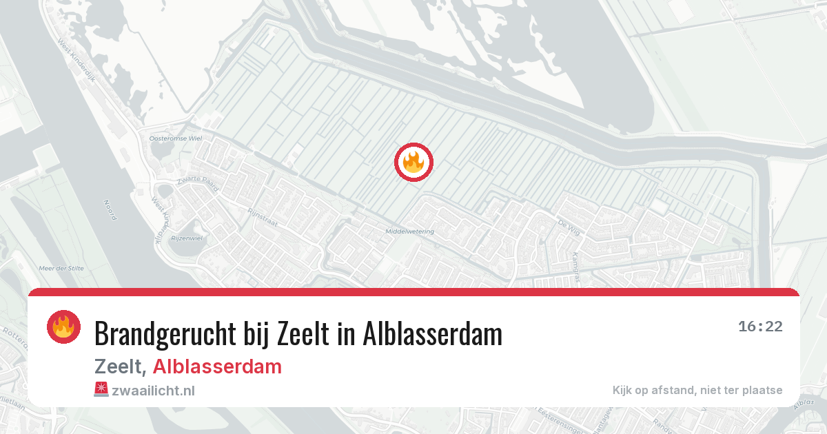 Brandgerucht bij Zeelt in Alblasserdam — 29 jun 2026