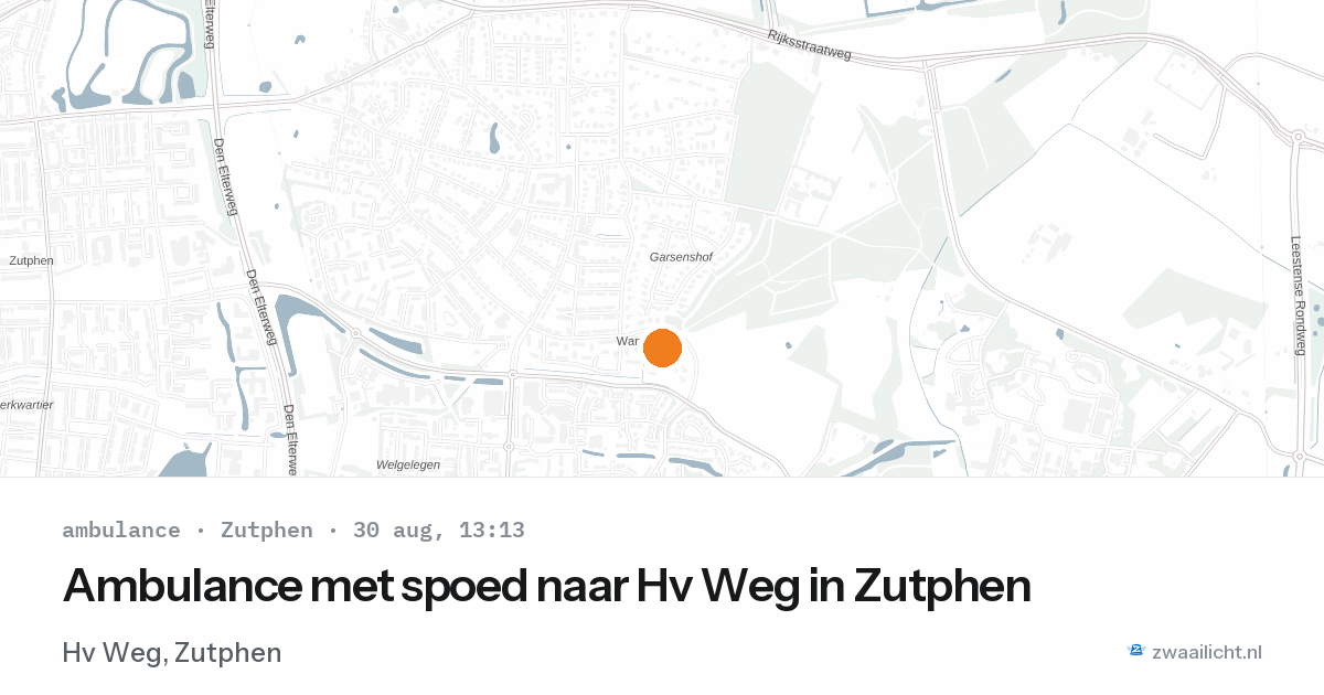 Ambulance met spoed naar Hv Weg in Zutphen — 30 aug 2026