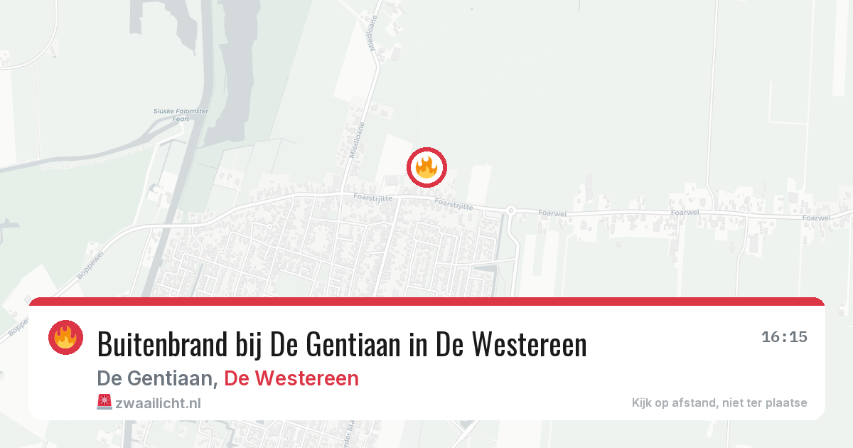 Buitenbrand bij De Gentiaan in De Westereen — 30 mrt 2026
