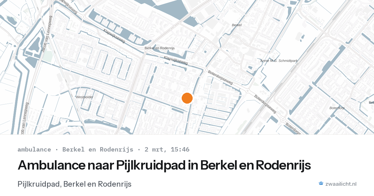 Ambulance naar Pijlkruidpad in Berkel en Rodenrijs — 2 mrt 2026
