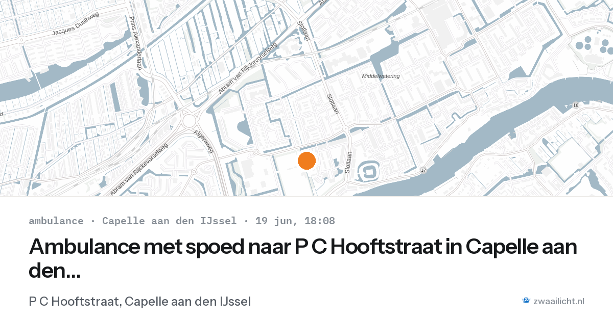 Ambulance met spoed naar P C Hooftstraat in Capelle aan den IJssel — 19 jun 2026