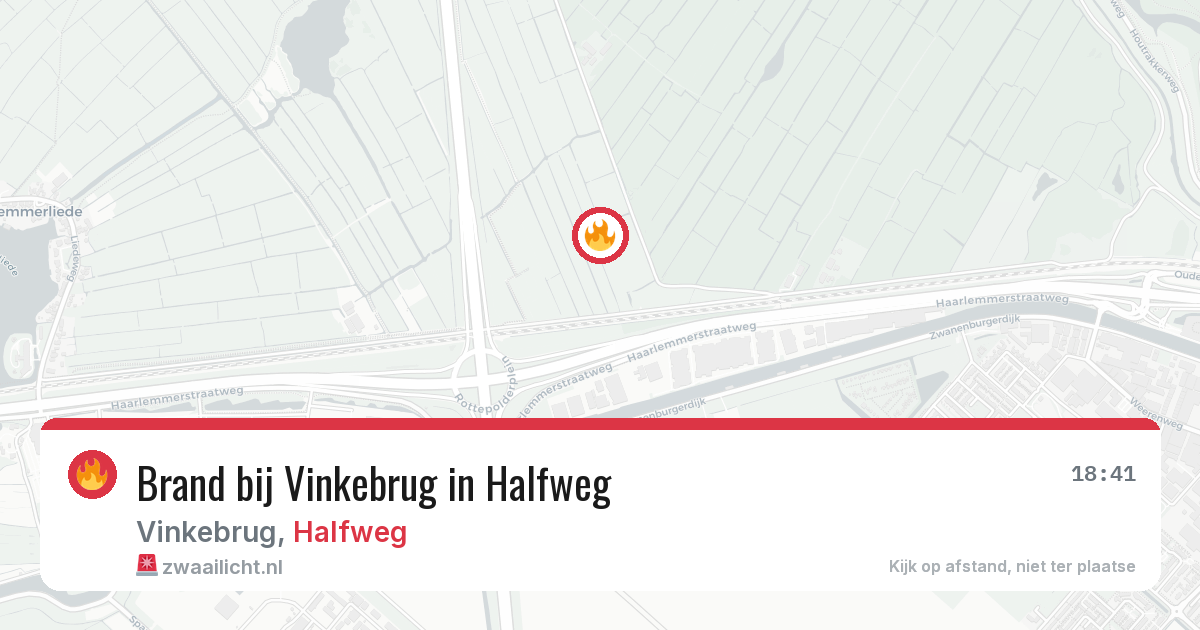 Brand bij Vinkebrug in Halfweg — 11 aug 2026