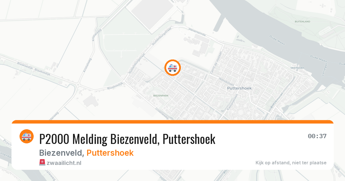 P2000 Melding Biezenveld, Puttershoek — 12 jun 2026