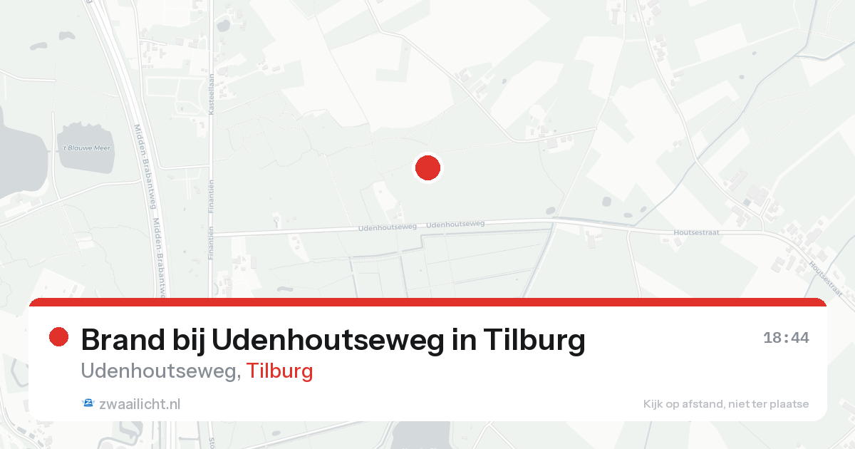 Brand bij Udenhoutseweg in Tilburg — 15 aug 2026