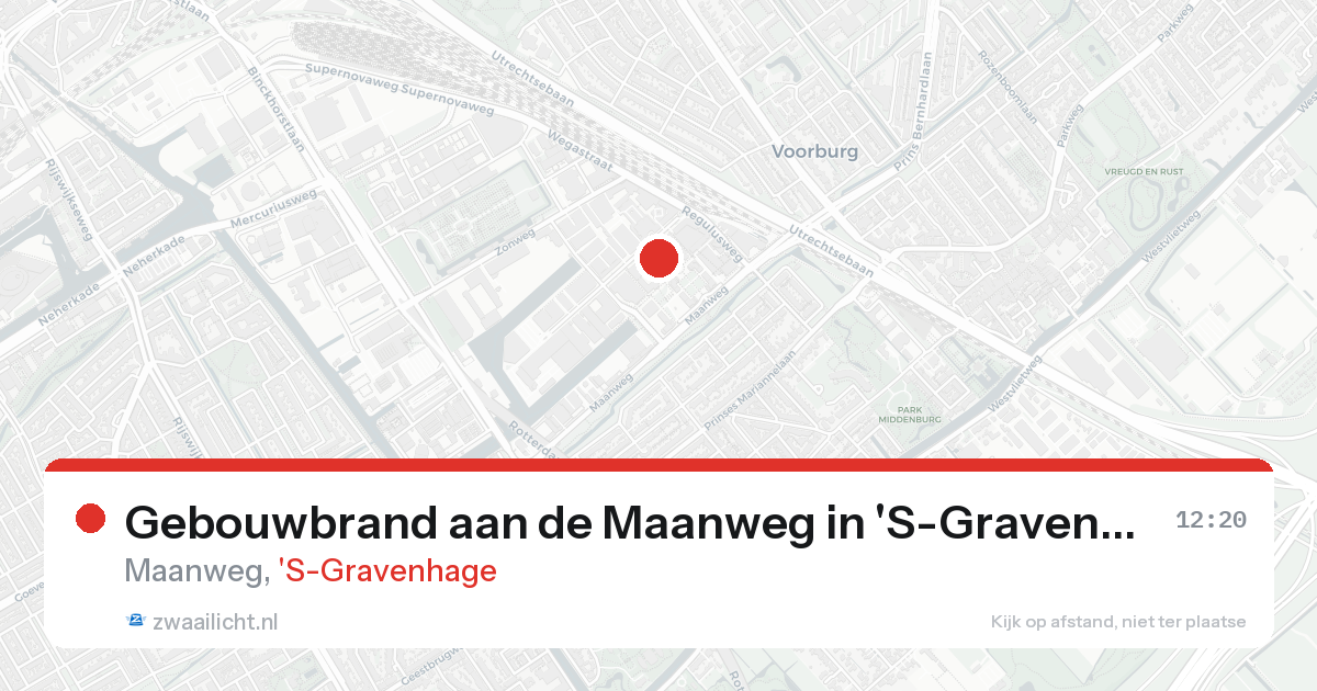 Gebouwbrand aan de Maanweg in 'S-Gravenhage — 21 aug 2026