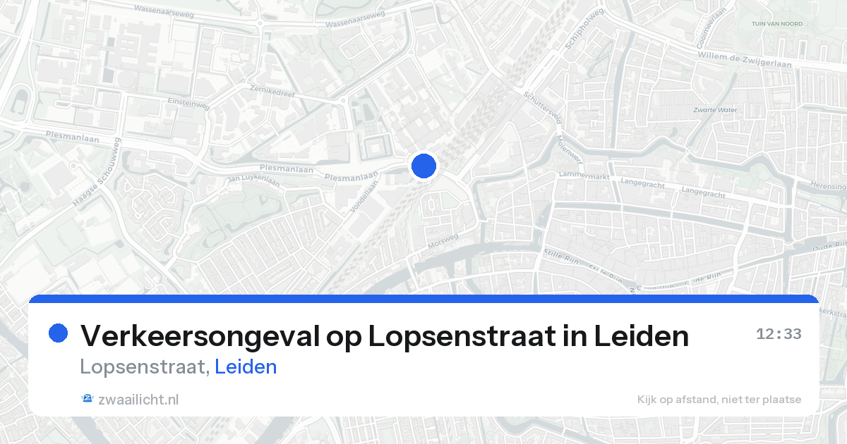 Verkeersongeval op Lopsenstraat in Leiden — 20 aug 2026