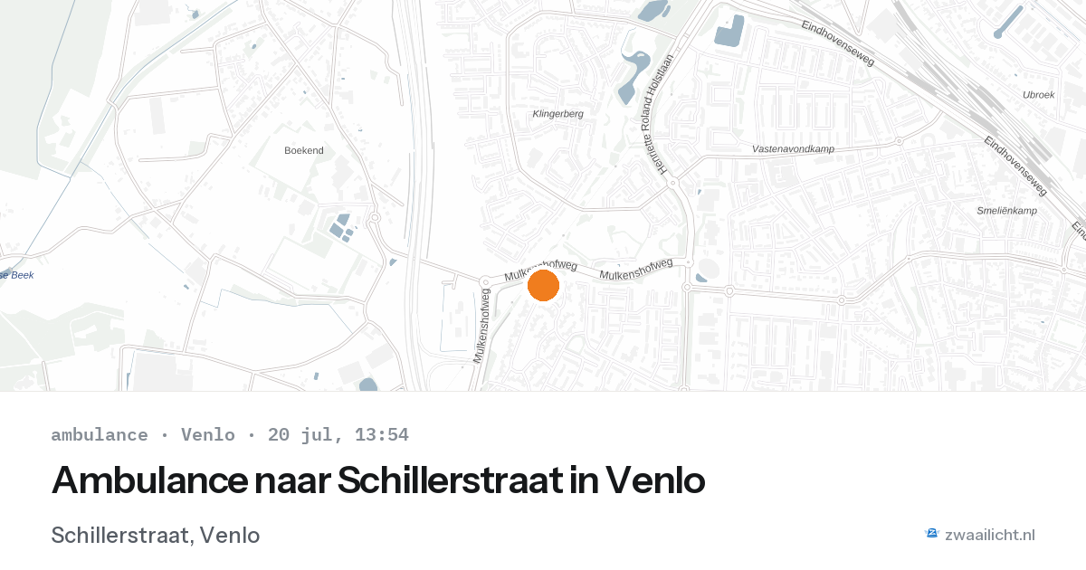 Ambulance naar Schillerstraat in Venlo — 20 jul 2026