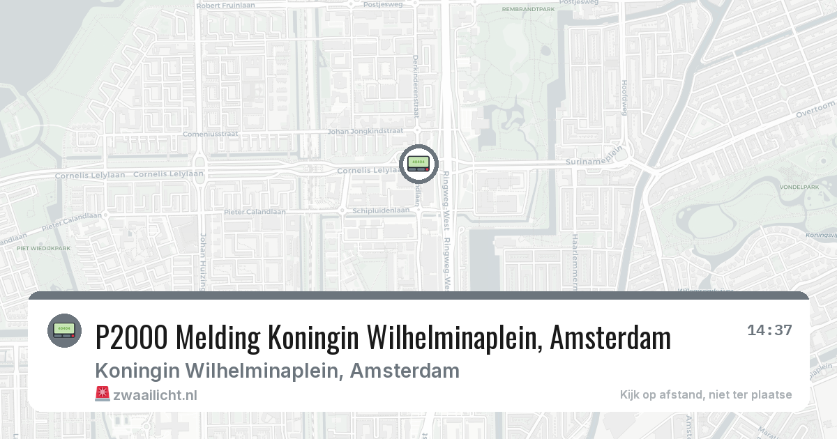 P2000 Melding Koningin Wilhelminaplein, Amsterdam — 7 apr 2026