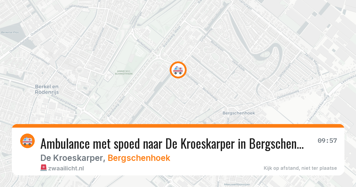 Ambulance met spoed naar De Kroeskarper in Bergschenhoek — 8 jun 2026