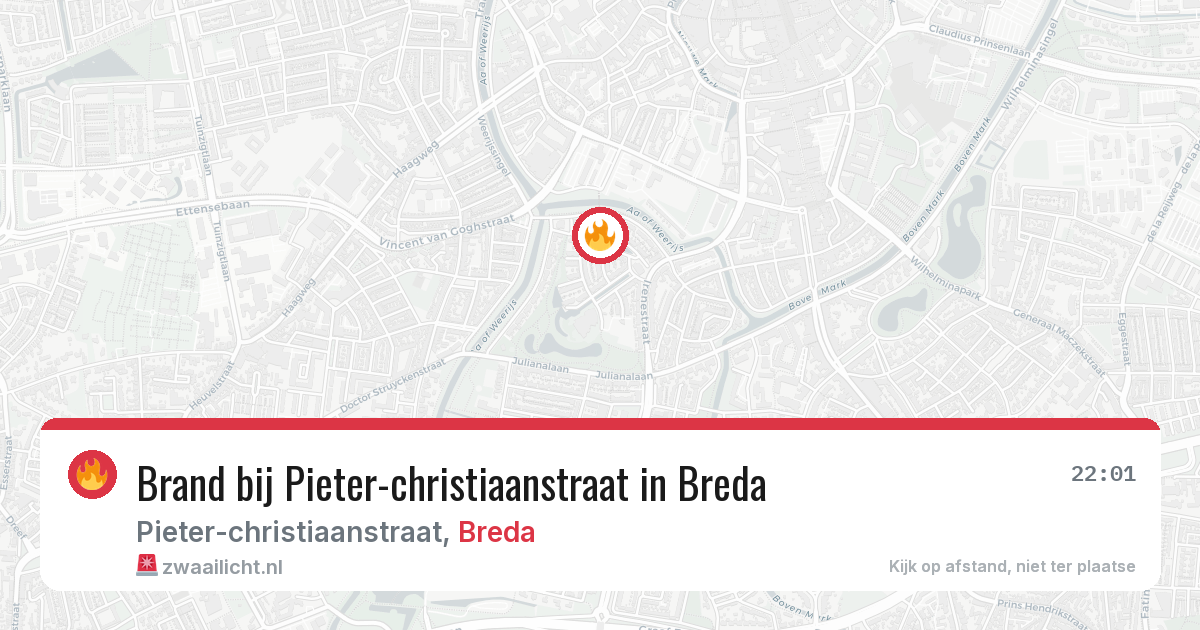 Brand bij Pieter-christiaanstraat in Breda — 6 aug 2026