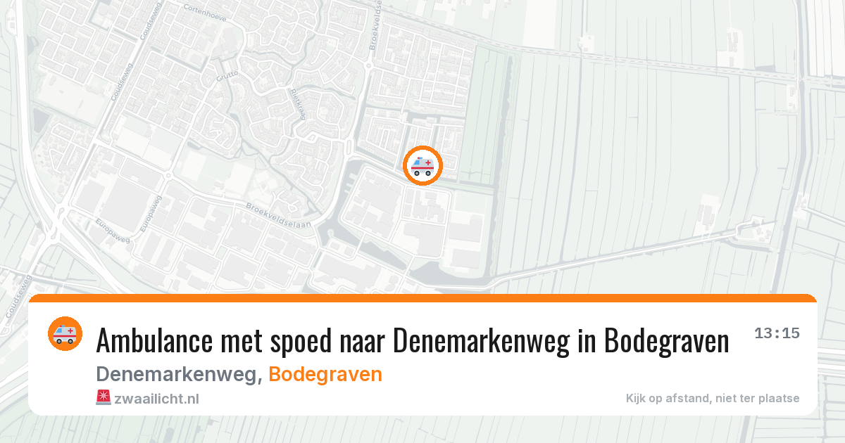 Ambulance met spoed naar Denemarkenweg in Bodegraven — 10 aug 2026