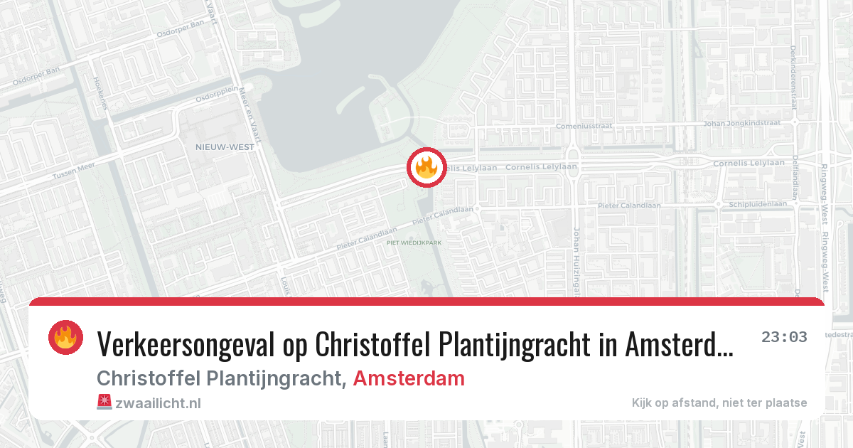 Verkeersongeval op Christoffel Plantijngracht in Amsterdam — 16 jun 2026
