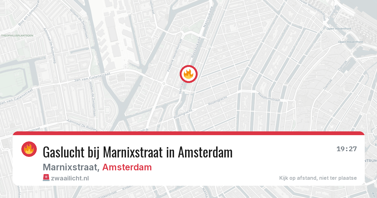 Gaslucht bij Marnixstraat in Amsterdam — 12 aug 2026