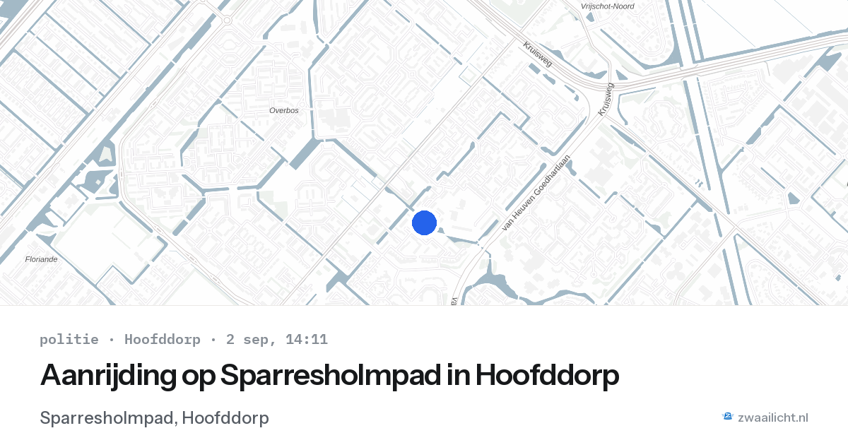 Aanrijding op Sparresholmpad in Hoofddorp — 2 sep 2026