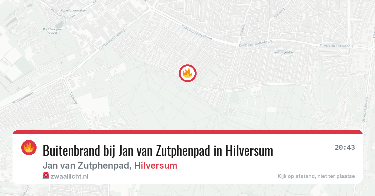Buitenbrand bij Jan van Zutphenpad in Hilversum — 8 aug 2026