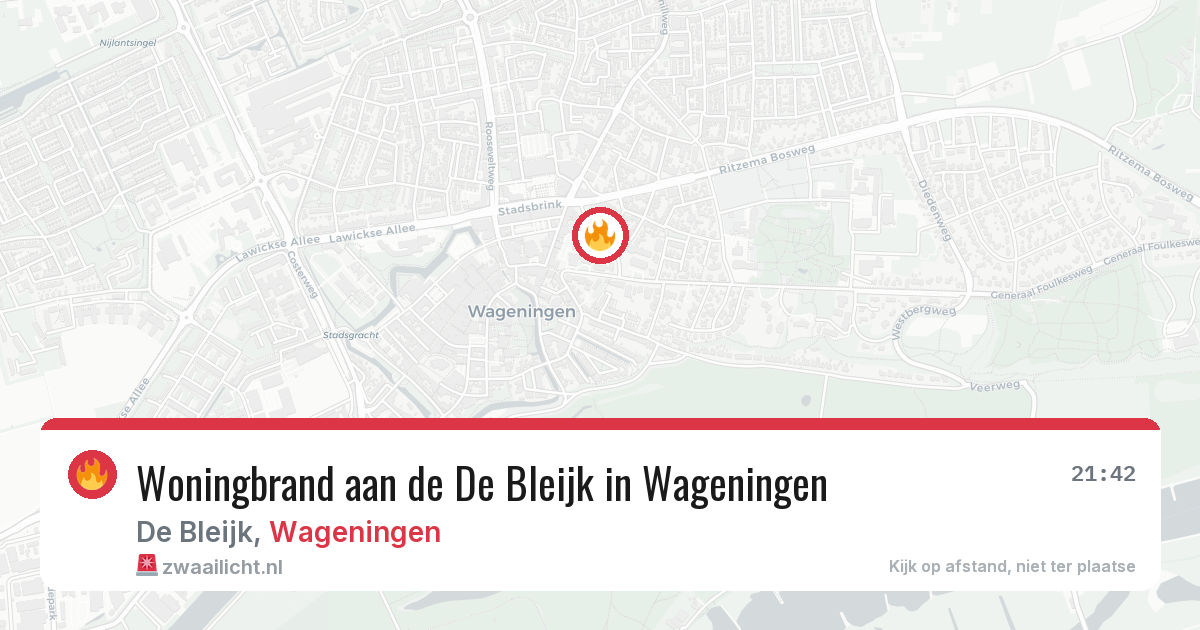 Woningbrand aan de De Bleijk in Wageningen — 23 mrt 2026