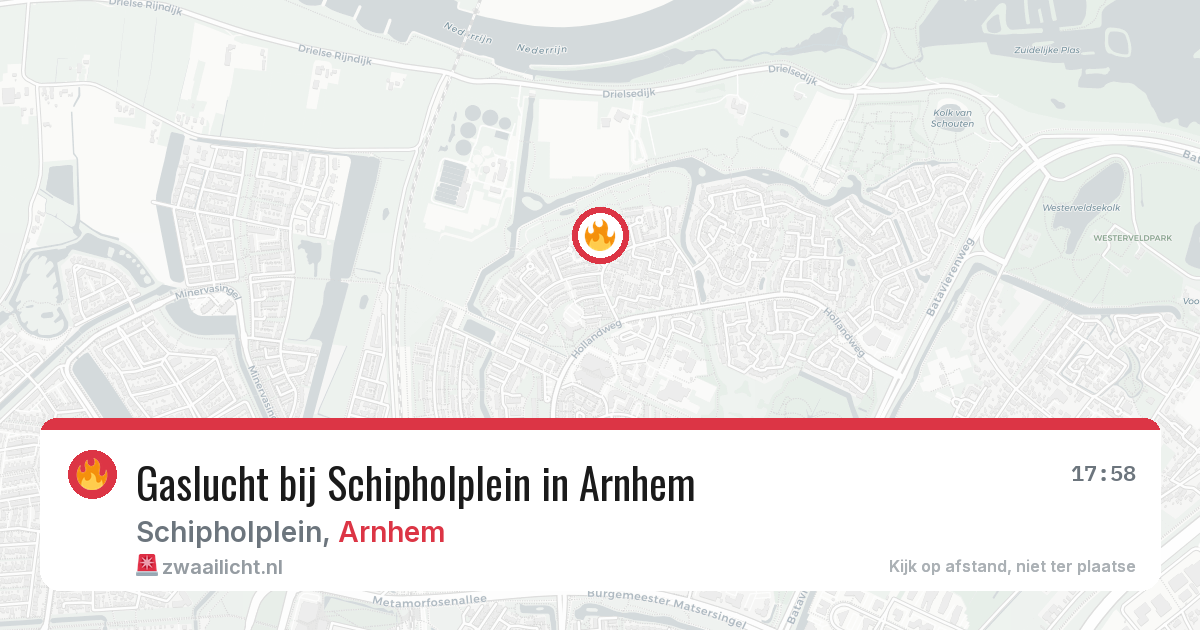 Gaslucht bij Schipholplein in Arnhem — 8 jun 2026
