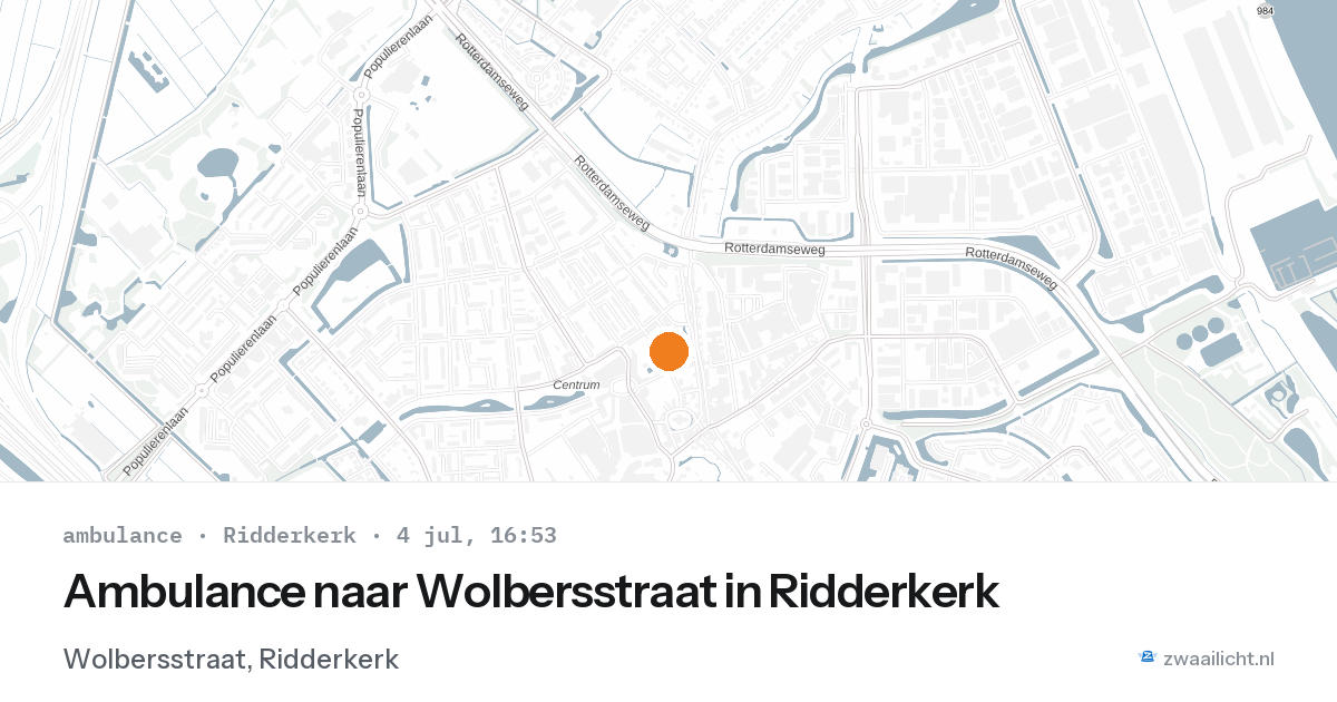 Ambulance naar Wolbersstraat in Ridderkerk — 4 jul 2026