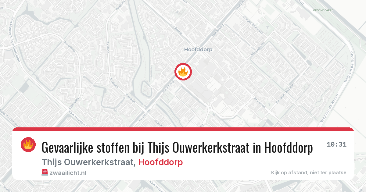Gevaarlijke stoffen bij Thijs Ouwerkerkstraat in Hoofddorp — 20 mei 2026