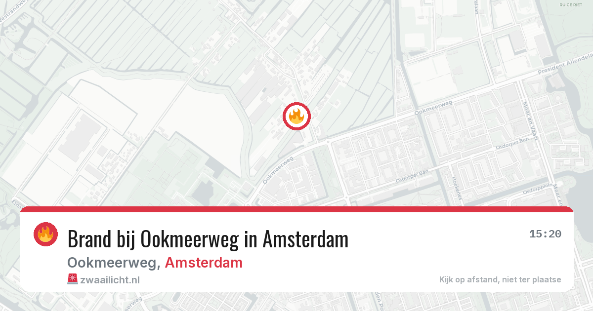 Brand bij Ookmeerweg in Amsterdam — 14 aug 2026