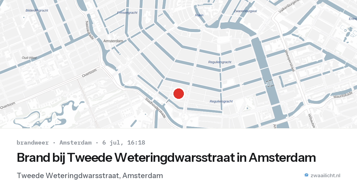 Brand bij Tweede Weteringdwarsstraat in Amsterdam — 6 jul 2026