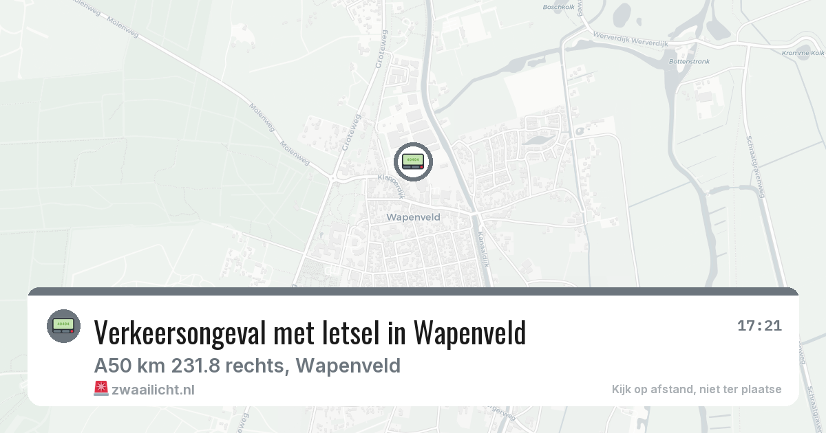 Verkeersongeval met letsel in Wapenveld — 26 apr 2026