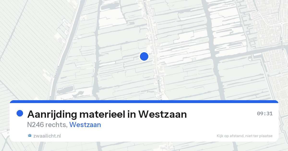 Aanrijding materieel in Westzaan — 20 aug 2026