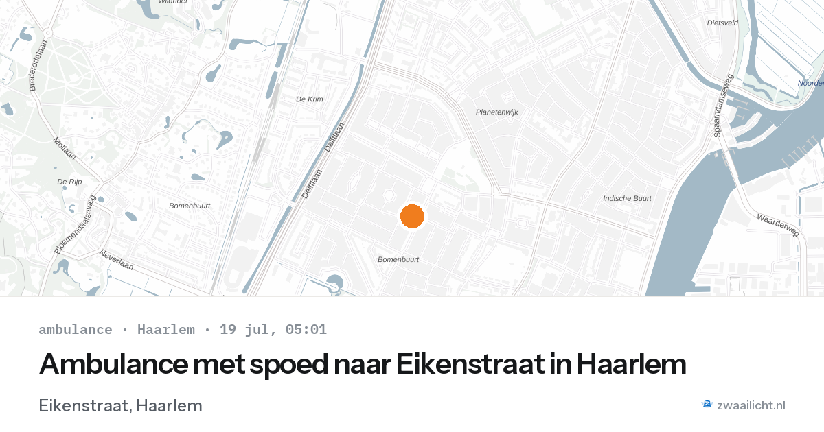 Ambulance met spoed naar Eikenstraat in Haarlem — 19 jul 2026