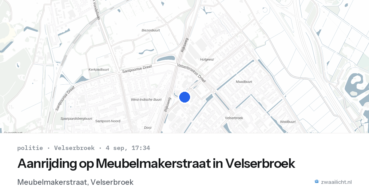 Aanrijding op Meubelmakerstraat in Velserbroek — 4 sep 2026