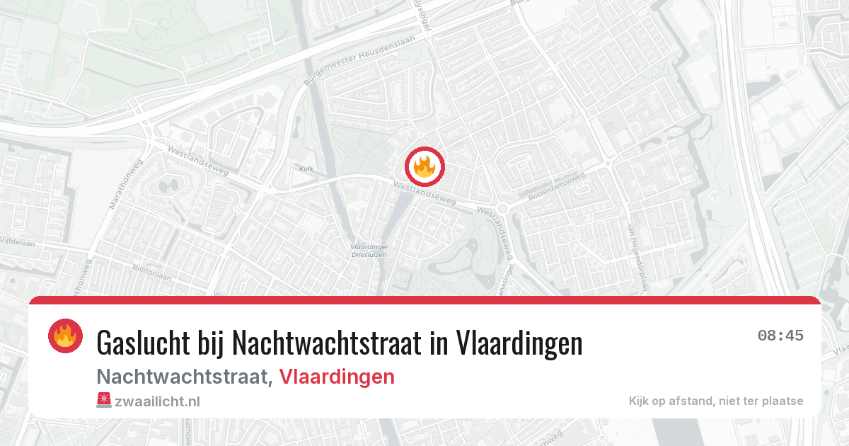 Gaslucht bij Nachtwachtstraat in Vlaardingen — 26 mei 2026