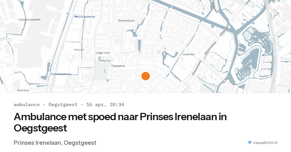 Ambulance met spoed naar Prinses Irenelaan in Oegstgeest — 16 apr 2026