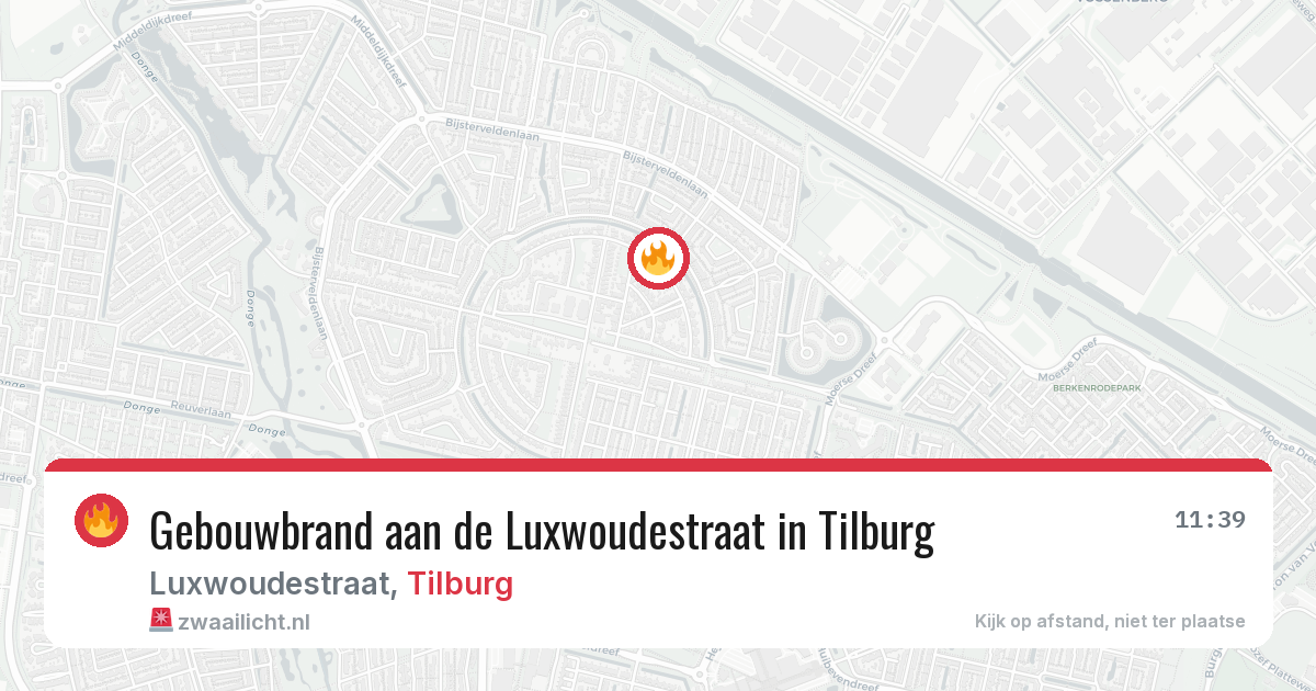 Gebouwbrand aan de Luxwoudestraat in Tilburg — 21 jul 2026