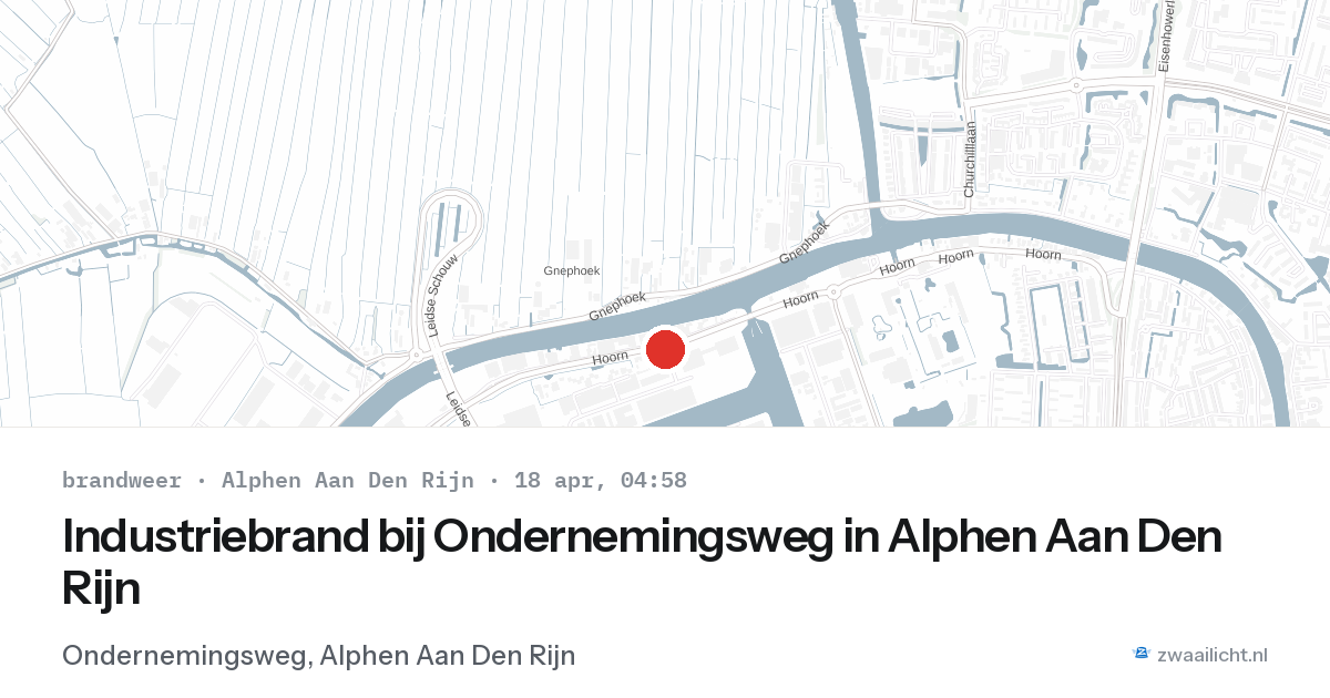 Industriebrand bij Ondernemingsweg in Alphen Aan Den Rijn — 18 apr 2026