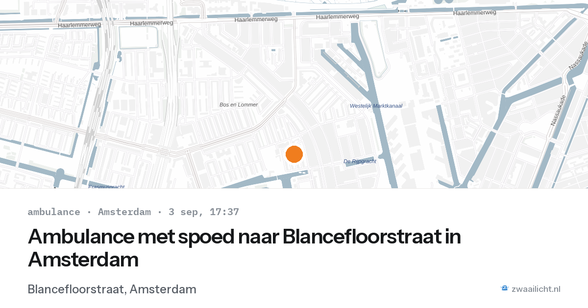 Ambulance met spoed naar Blancefloorstraat in Amsterdam — 3 sep 2026