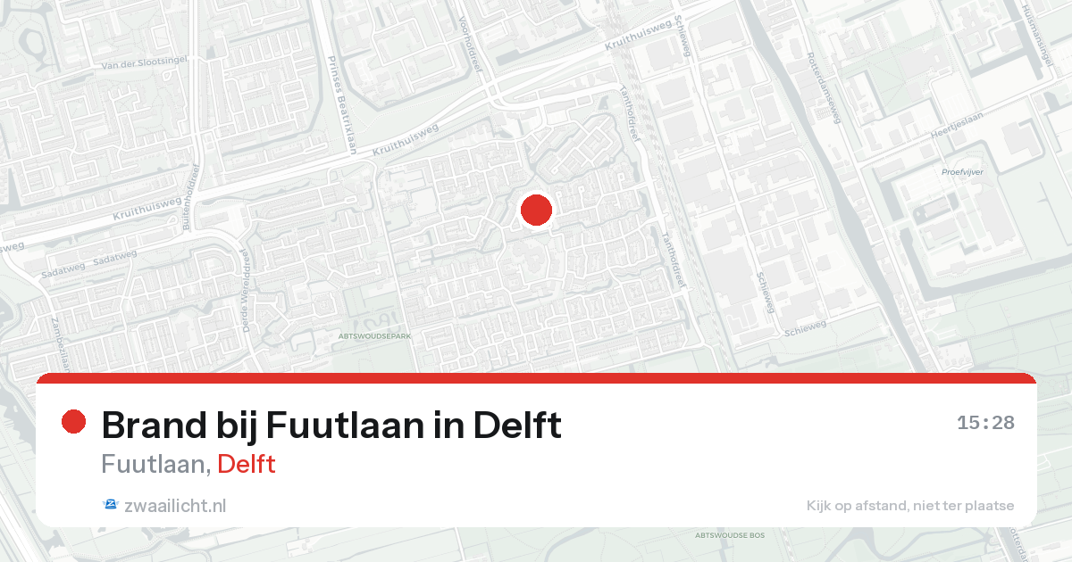 Brand bij Fuutlaan in Delft — 19 aug 2026