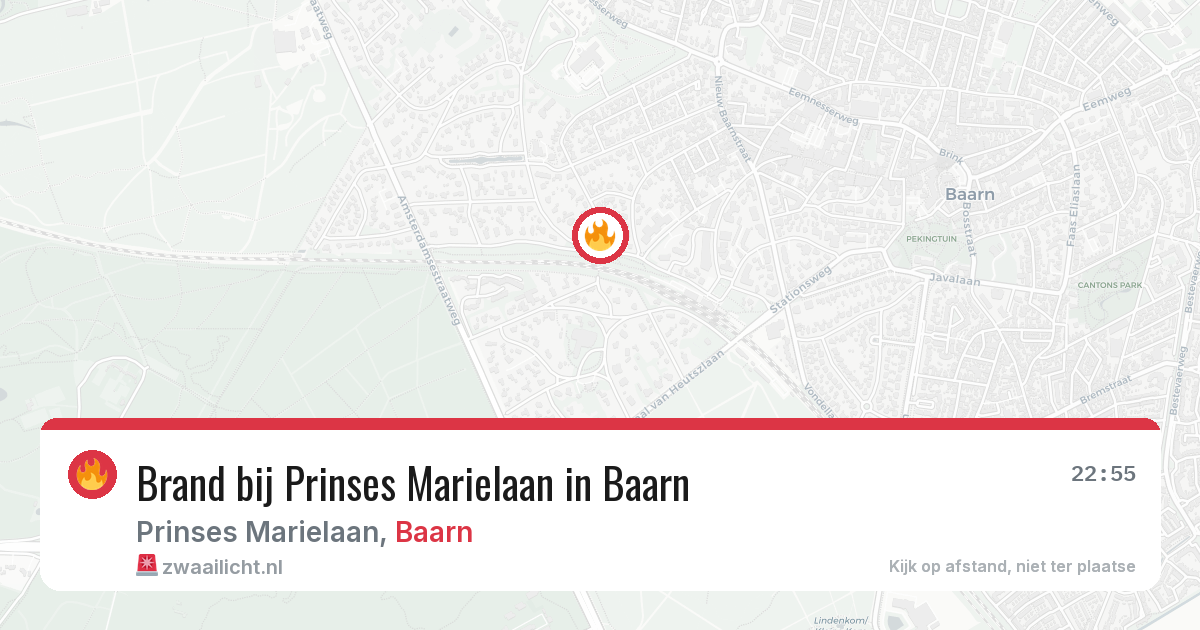 Brand bij Prinses Marielaan in Baarn — 13 aug 2026
